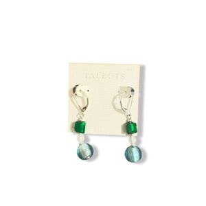 Talbots Green and Blue Beaded Earrings